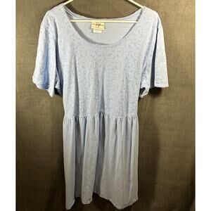 VTG 90s studio ease women dress 3x blue embroidered boho cottagecore drop waist